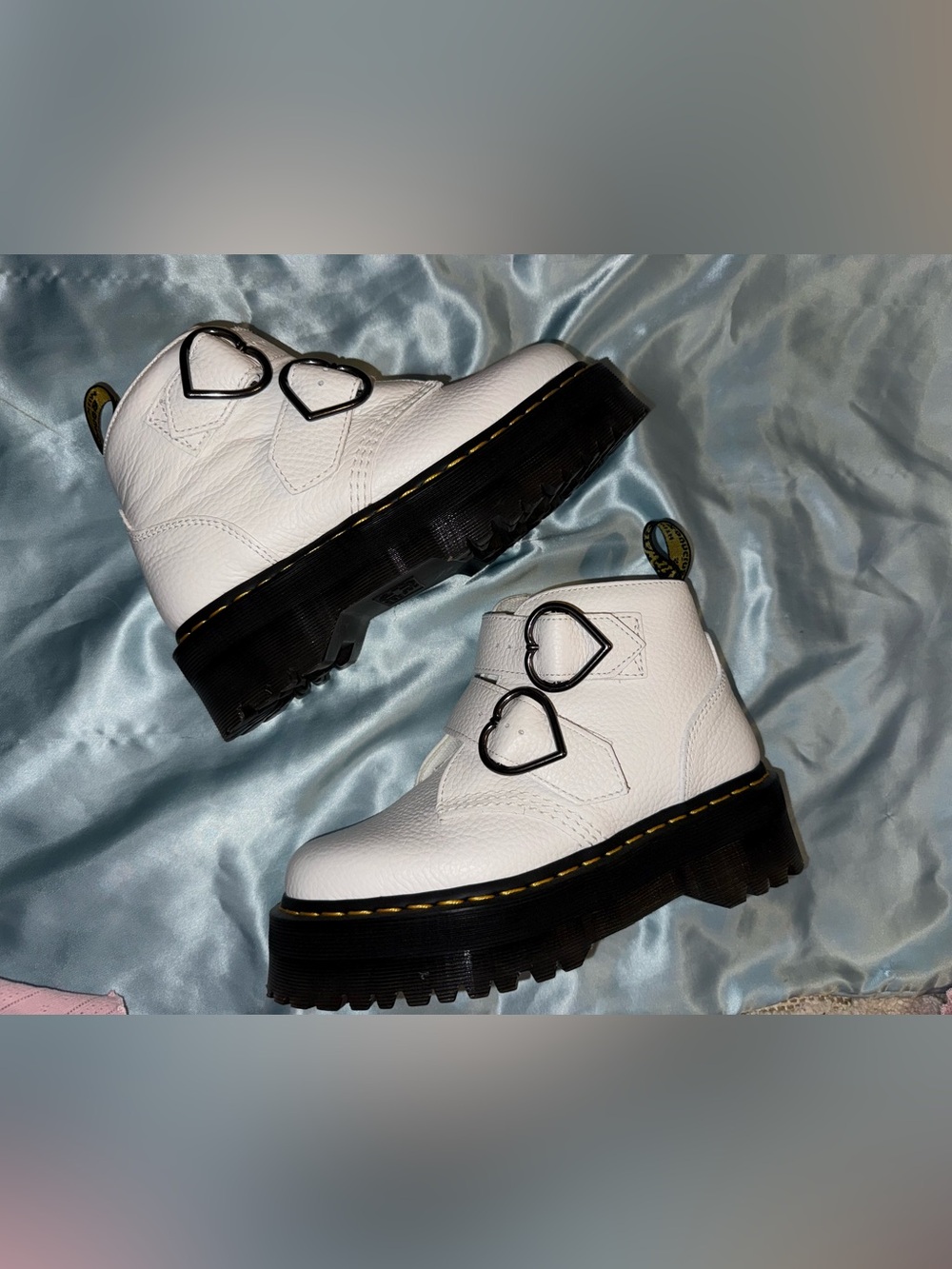 White Devon Heart Dr Martens